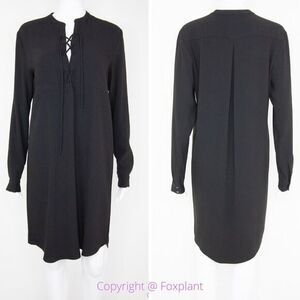 Ann Taylor black lace-up front‎ long sleeves dress, size 6